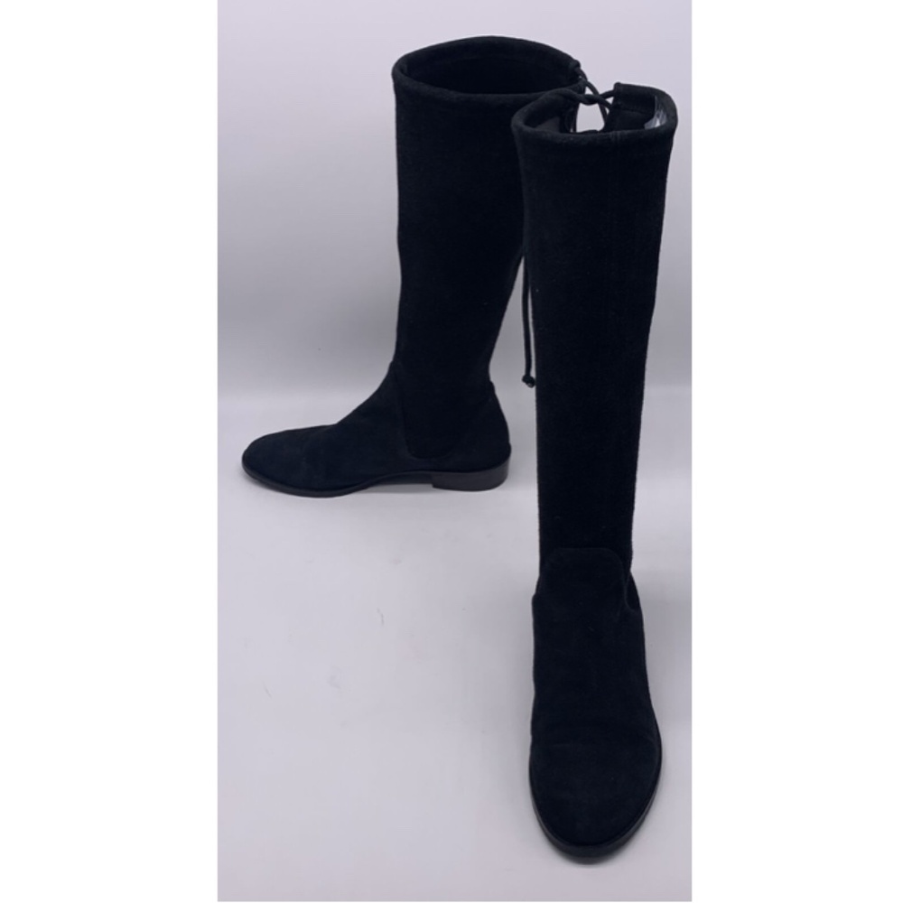 Stuart Weitzman womens black drawstring top black suede pull on boot sz 5.5